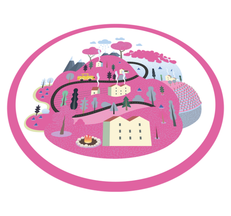 Evler çocuklar vinil halı ile pembe dağlar - TenStickers