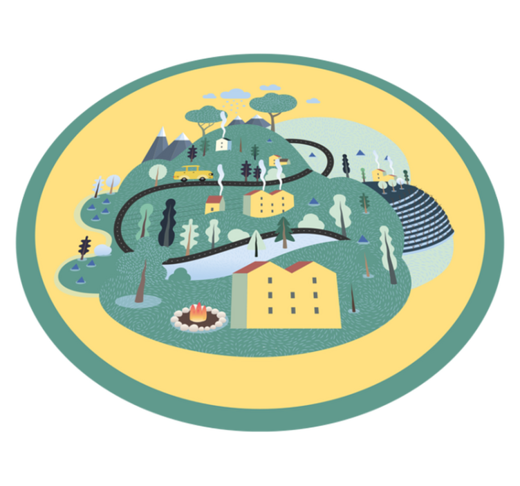 Eğlenceli manzara yolculuğu yollar pvc halı - TenStickers