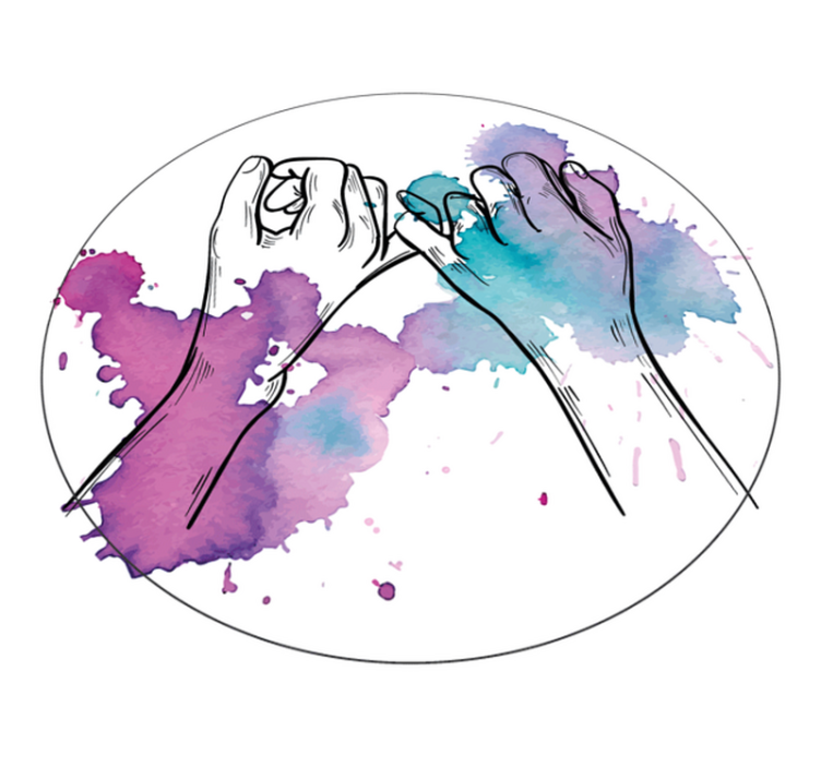 Elle çizilmiş pembemsi söz dairesel halı - TenStickers