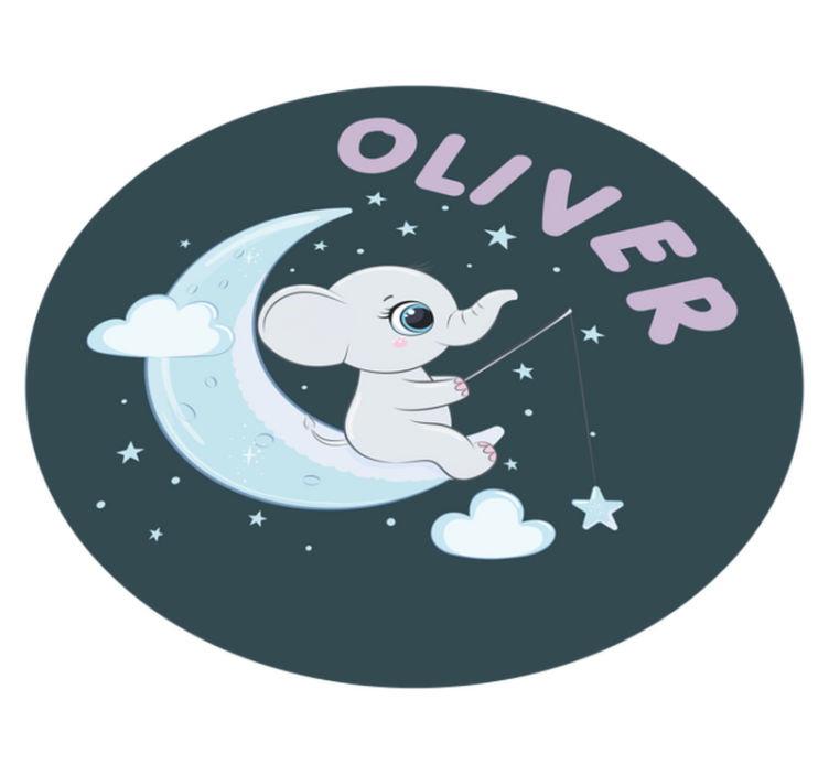 Ay'da ismi olan fil bebek pvc halı - TenStickers