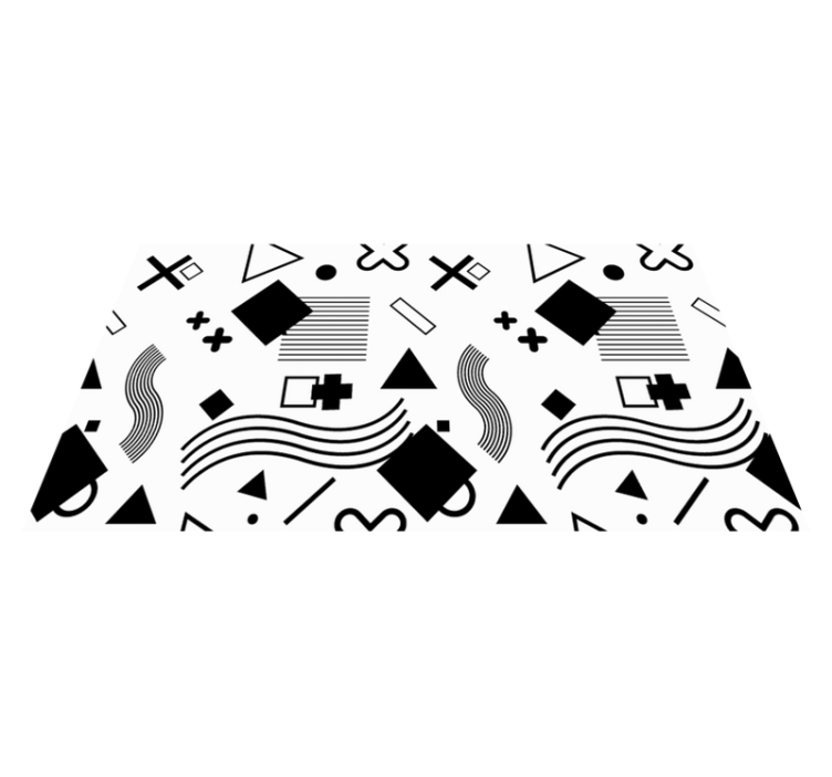 Retro siyah beyaz desen minimal halı - TenStickers