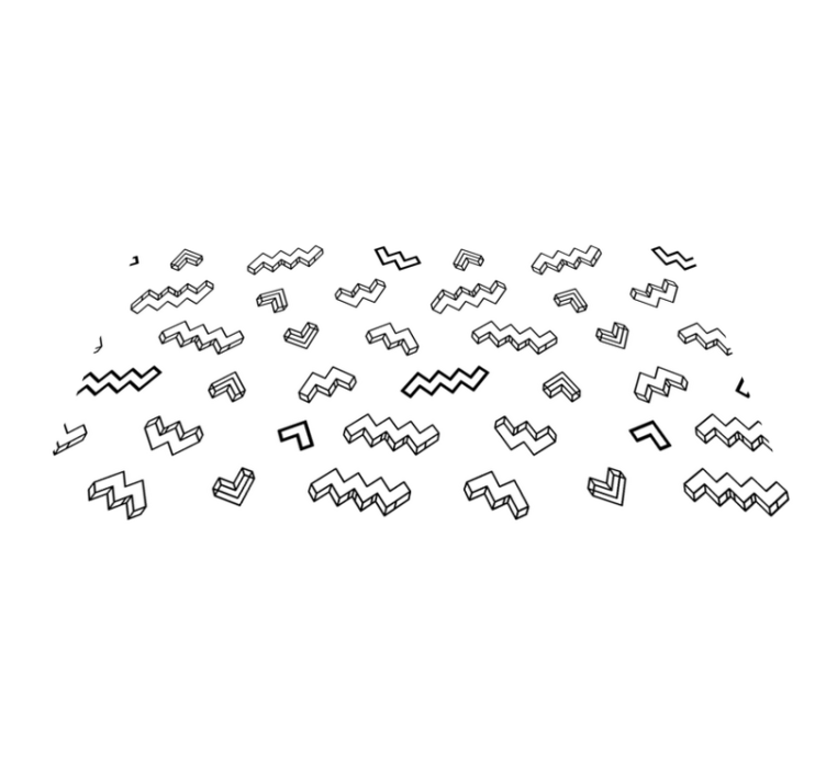 Retro siyah zikzak çizgiler minimal halı - TenStickers