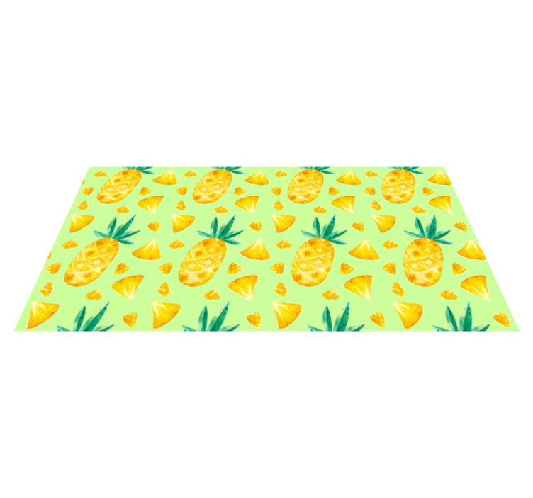 Ananas yeşil motif mutfak pvc halı - TenStickers