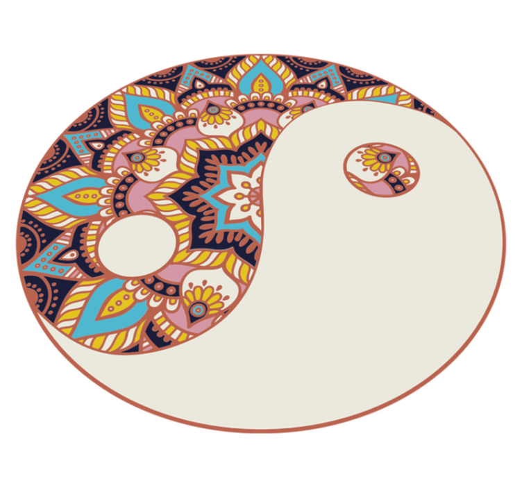 Mandala vinil halı ile renkli ying yang - TenStickers