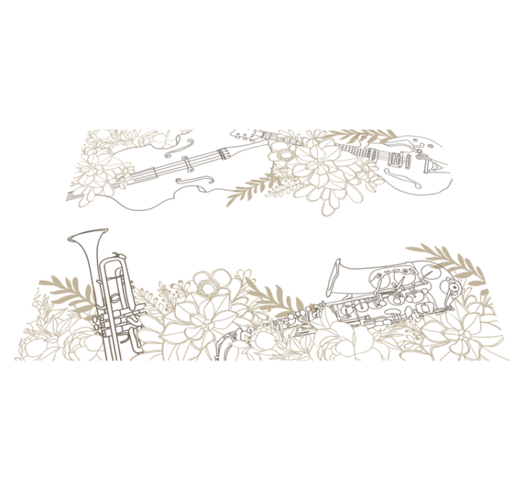 Müzikli çiçek aranjmanı çiçekler ve bitkiler pvc halı - TenStickers