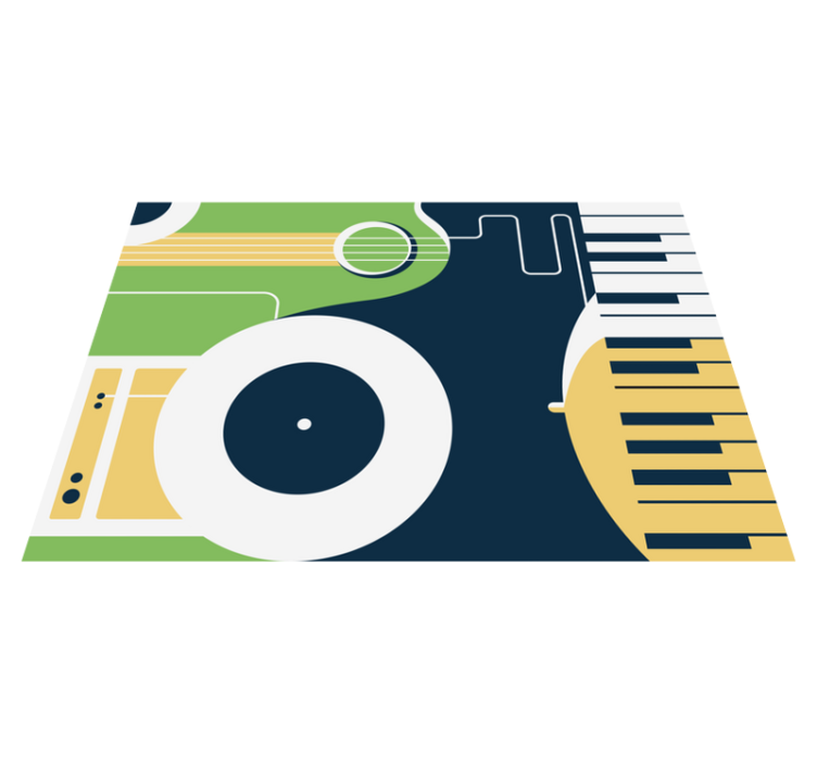 Müzik aleti motifi dikdörtgen pvc halı - TenStickers