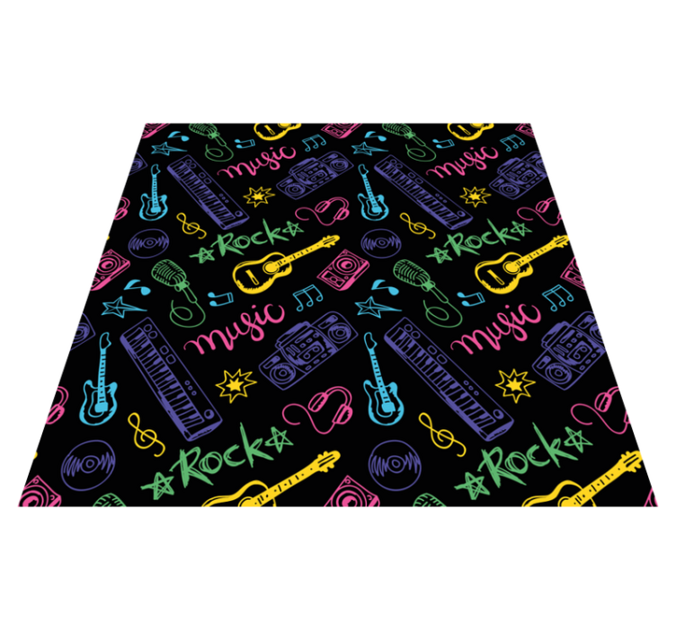 Düz simgeler müzik aletleri kare vinil halı - TenStickers