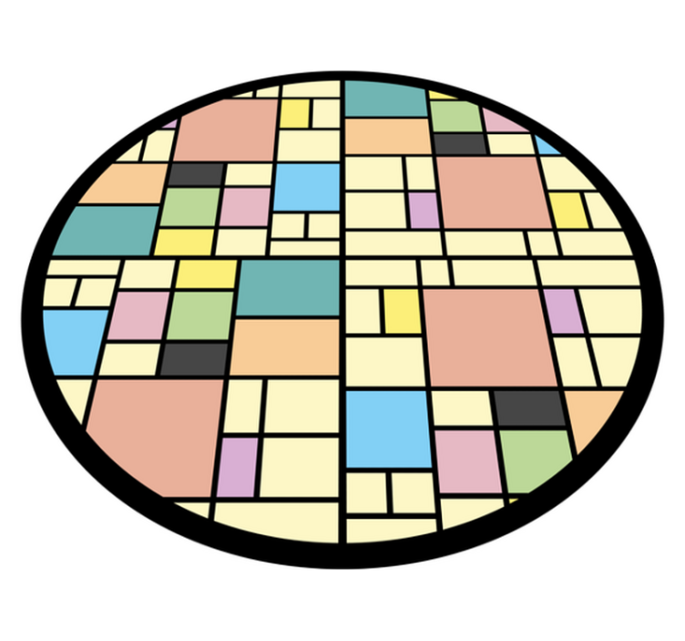 Geometrik pvc halı renkli blok deseni - TenStickers