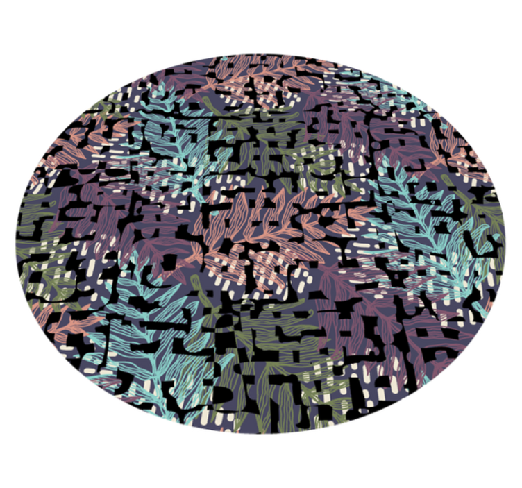 Yapraklı botanik elementler çiçekler ve bitkiler pvc halı - TenStickers