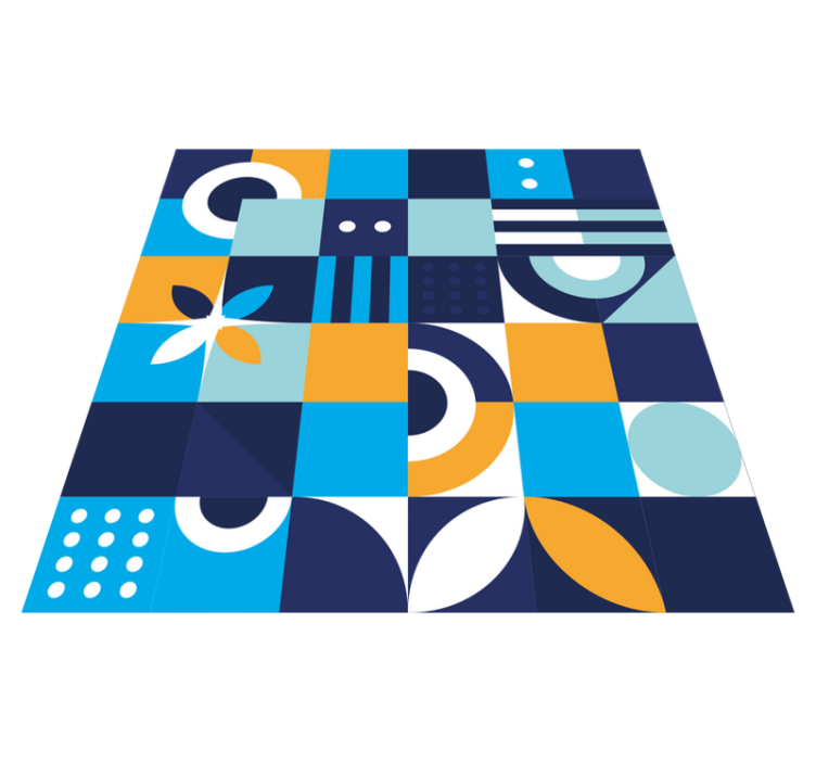 Mavi geometrik tasarım etnik kilim - TenStickers