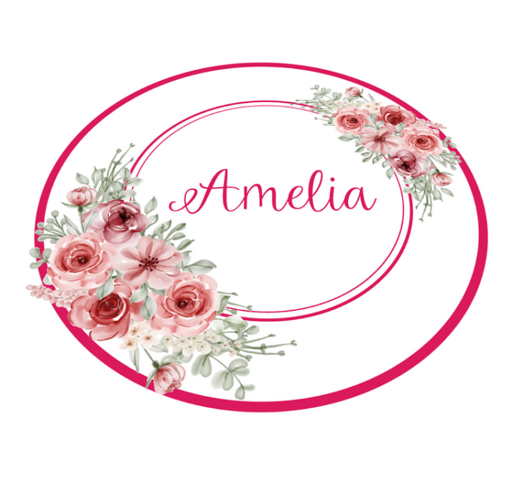 Isimli çiçekli monogram yatak odası pvc halı - TenStickers