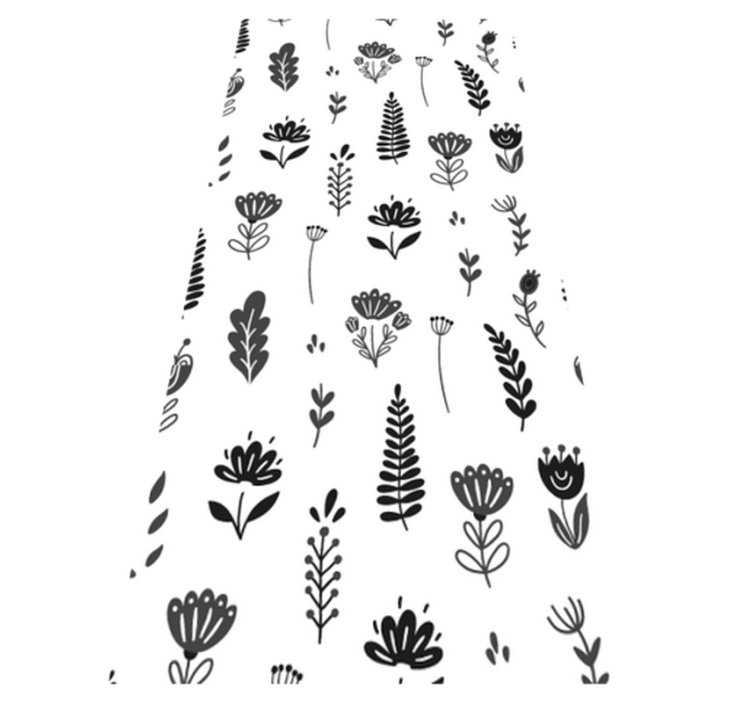 Siyah beyaz çiçekler çiçekli kilim - TenStickers