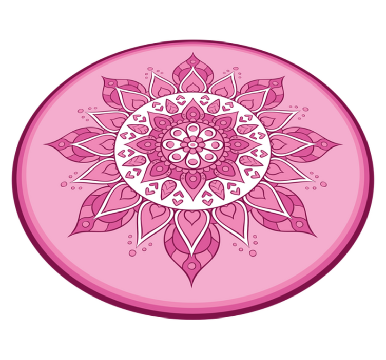 Pembe çiçekli meditasyon mandala pvc halı - TenStickers