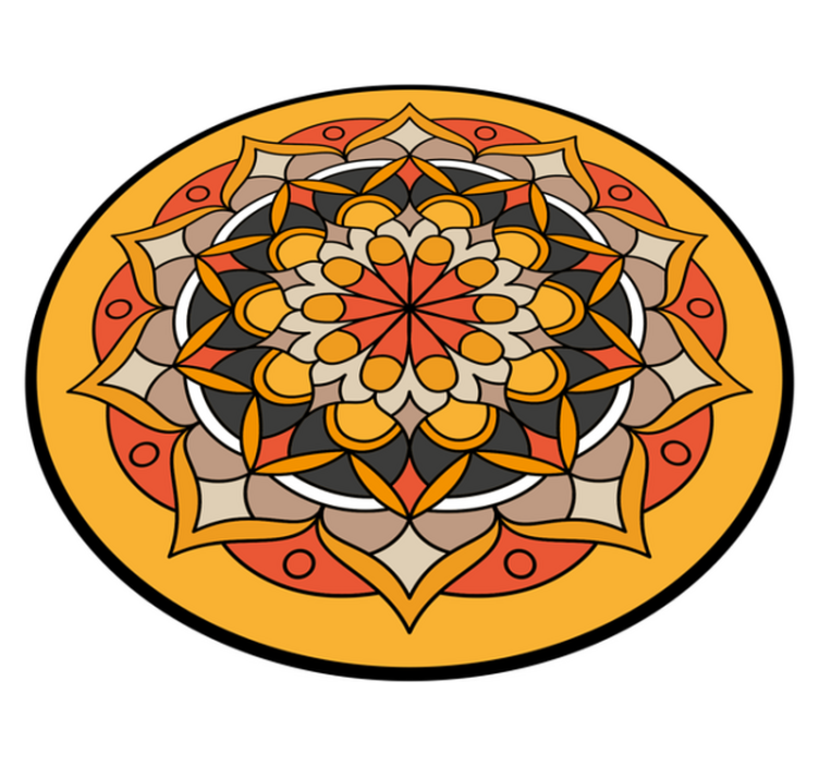 çiçek mandala vinil halı ile turuncu mandala - TenStickers