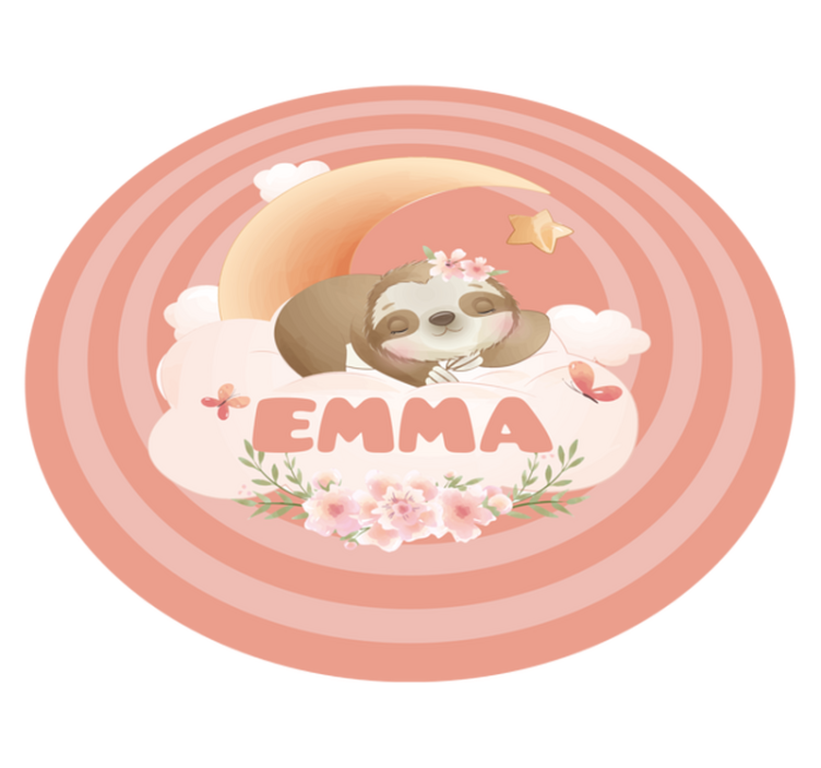 Sevimli tembel hayvan tasarımı isimlerle pvc halı - TenStickers