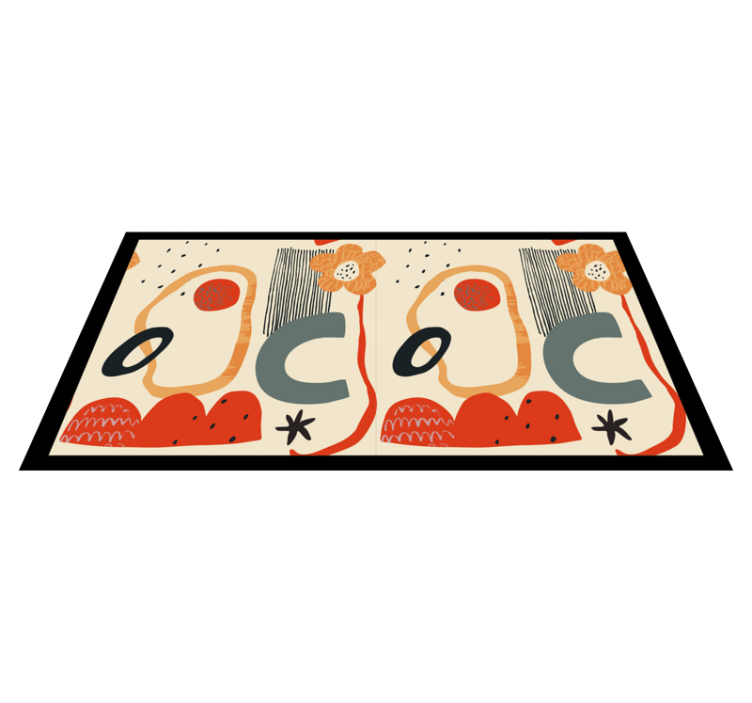 Kırmızı ve turuncu kolaj soyutlama modern halı - TenStickers