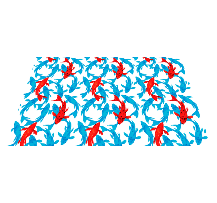 Kırmızı balıklar yüzme suluboya hayvan halısı - TenStickers