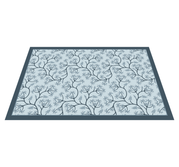 Botanik siluet deseni çiçekler ve bitkiler pvc halı - TenStickers