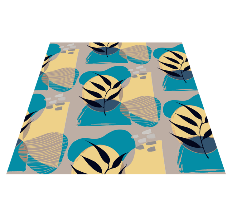 Soyut botanik desen çiçekler ve bitkiler pvc halı - TenStickers