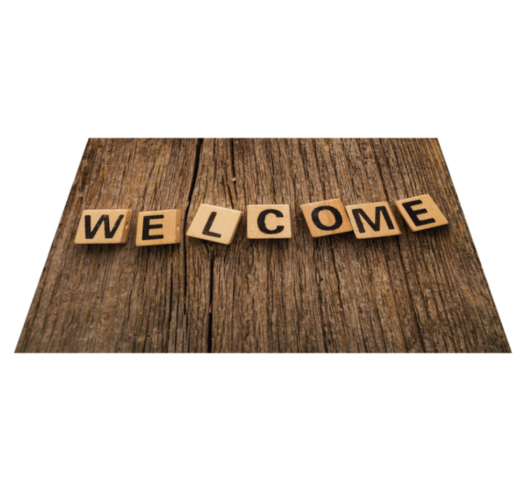 Ahşap alfabe hoş geldiniz cümleleri ile pvc halı - TenStickers
