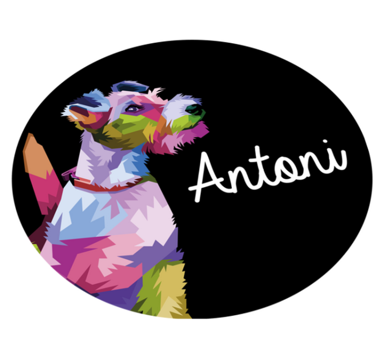 Renkli köpek portresi isimlerle pvc halı - TenStickers