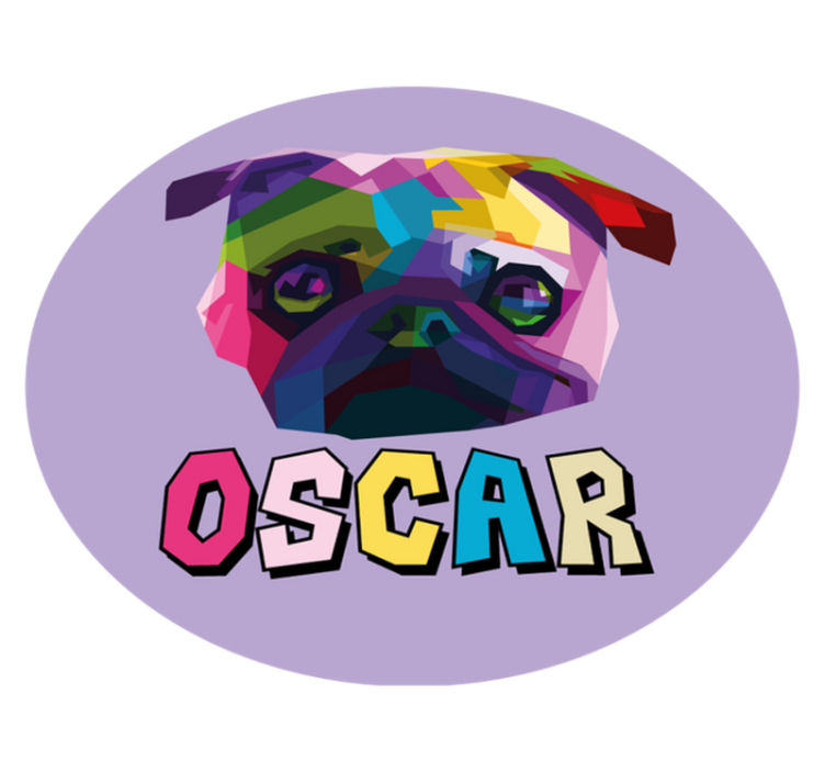 Geometrik köpek illüstrasyon isimlerle pvc halı - TenStickers