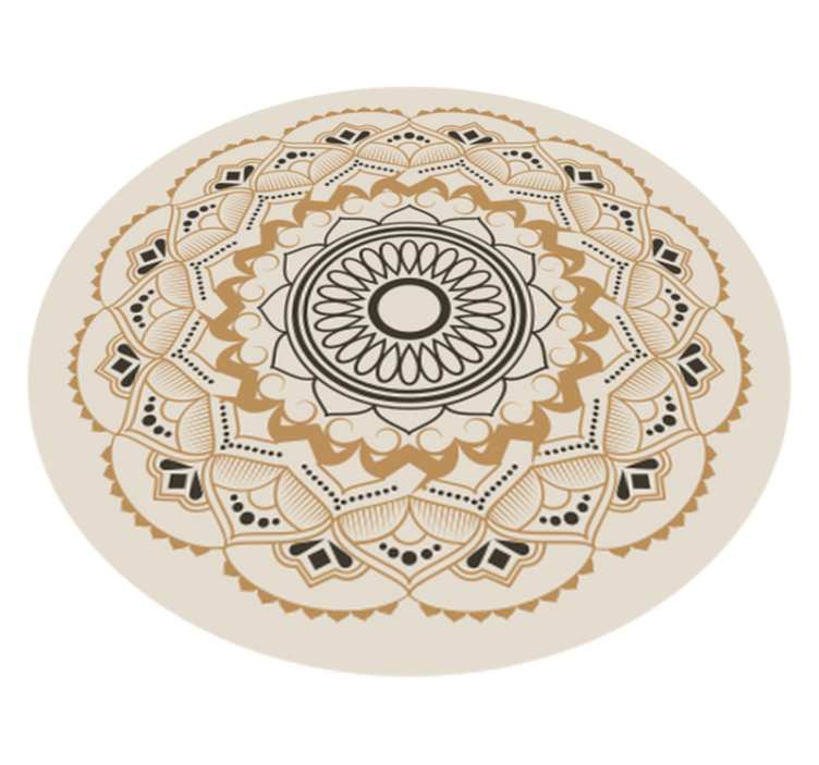 Bej mandala dairesel tasarım mandala pvc halı - TenStickers