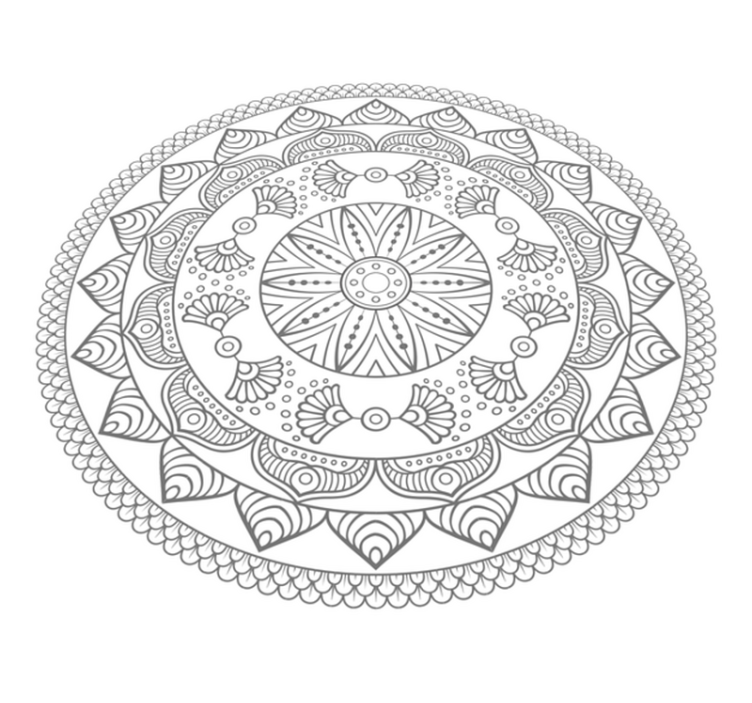 Geometrik gri üçgen desen mandala kilim - TenStickers