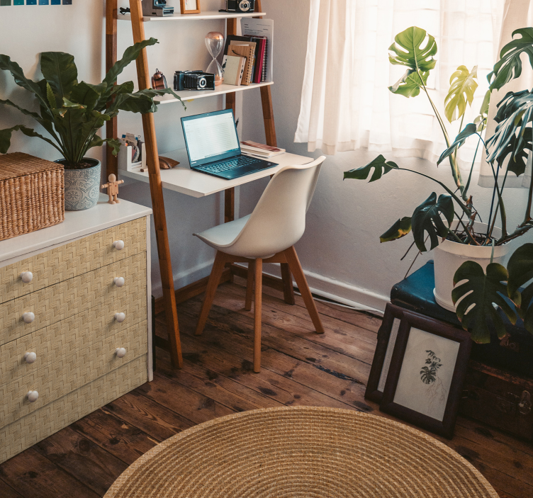 Dokuma yuvarlak pamuk dokusu nordic vinil halı - TenStickers