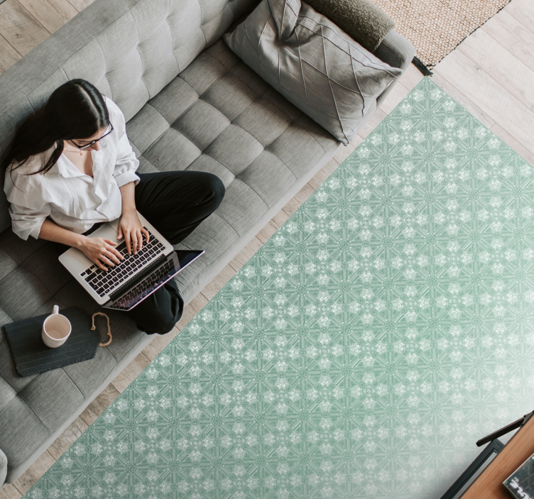 Nane yeşili desenler yatak odası pvc halı - TenStickers