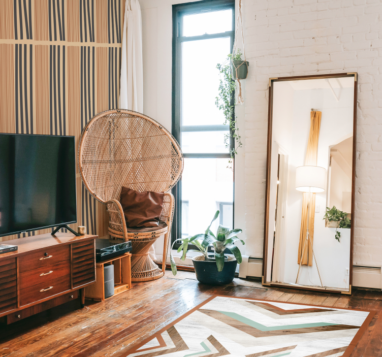 Chevron ahşap doku yatak odası pvc halı - TenStickers