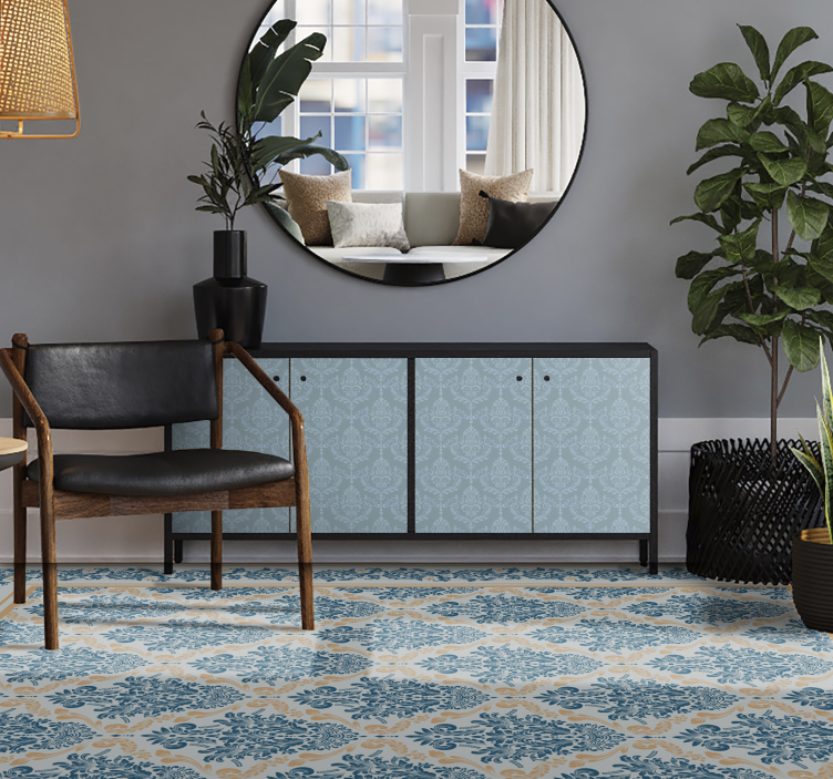 Zarif çiçekli barok giriş salonu pvc halı - TenStickers