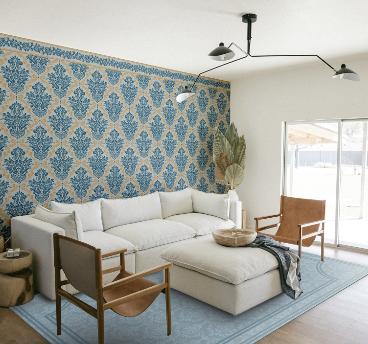 Yumuşak mavi barok yemek odasi pvc halı - TenStickers