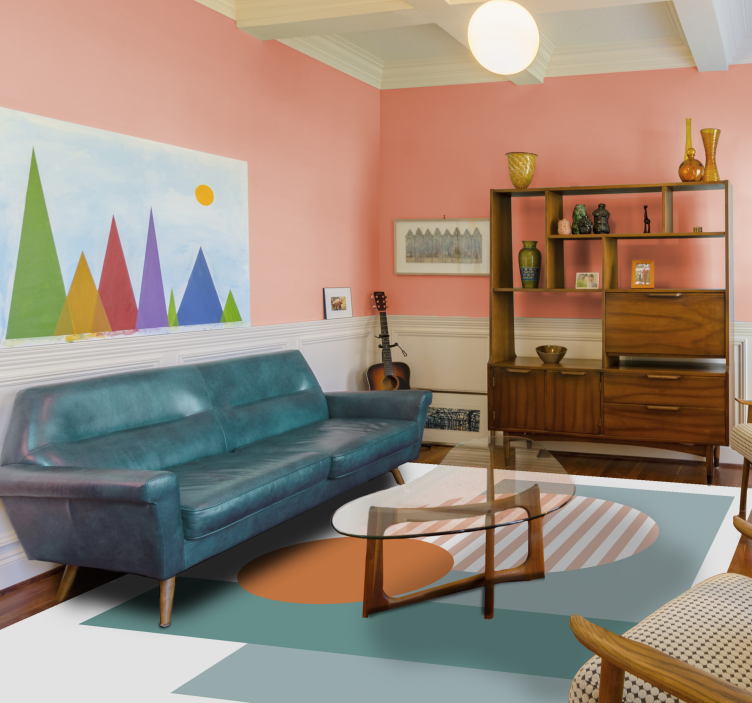 Güneşli geometrik daireler modern pvc halı - TenStickers