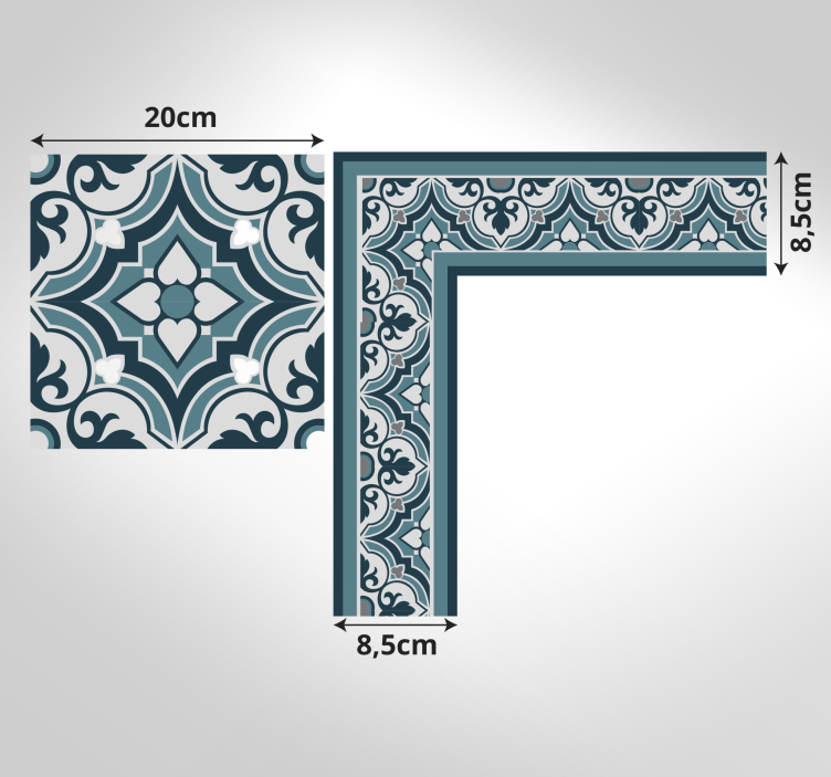 Camgöbeği ve mavi klasik çiçekler karo halı - TenStickers