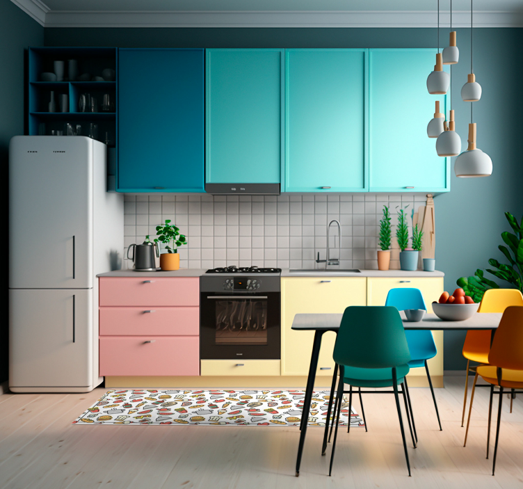 Gıda simgeleri desen modern kilim - TenStickers