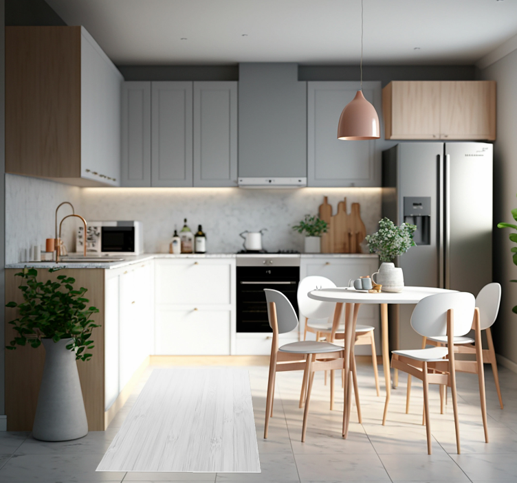 Beyaz ahşap mutfak vinil halı - TenStickers