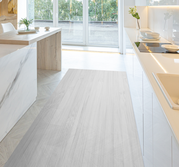 Beyaz ahşap mutfak vinil halı - TenStickers