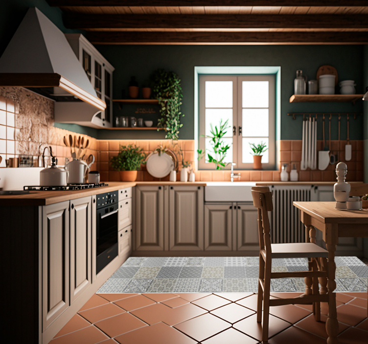 Fas tarzı kiremit efektli karo halı - TenStickers