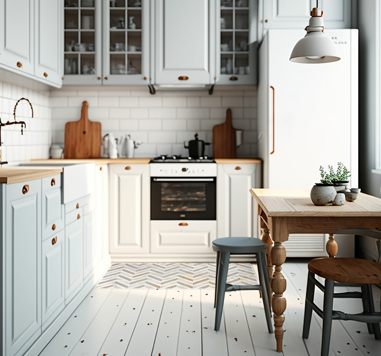 şık şerit mutfak pvc halı - TenStickers