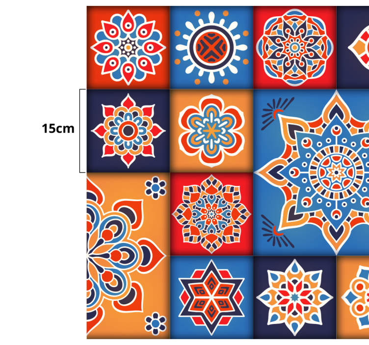 Renkli çiçek karoları mutfak yer karoları - TenStickers