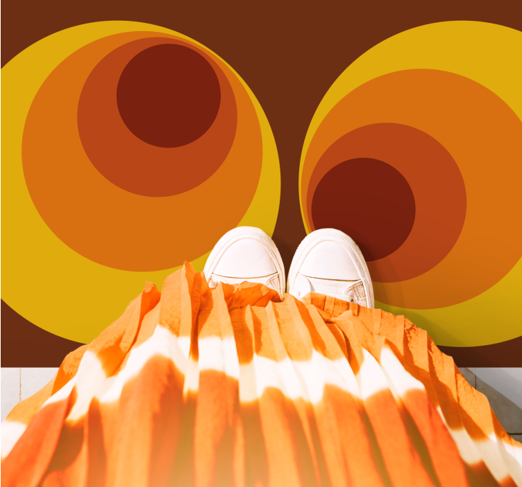 70'lerin dairesel turuncu desenleri vintage halı - TenStickers