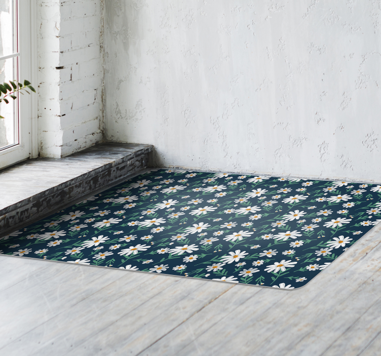 70'lerin papatya çiçeği vinil oturma odası halı - TenStickers