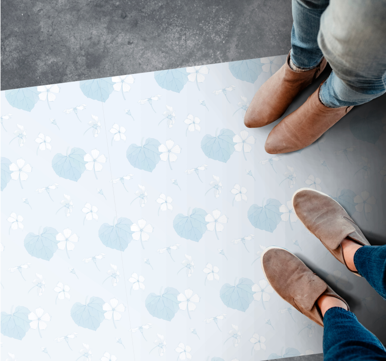 80'lerin doğal çiçekli mavi desenli vintage halısı - TenStickers