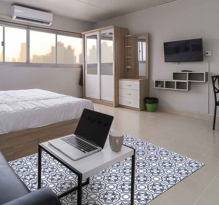 şaşırtıcı açık mavi fayans vinil yatak odası halı - TenStickers