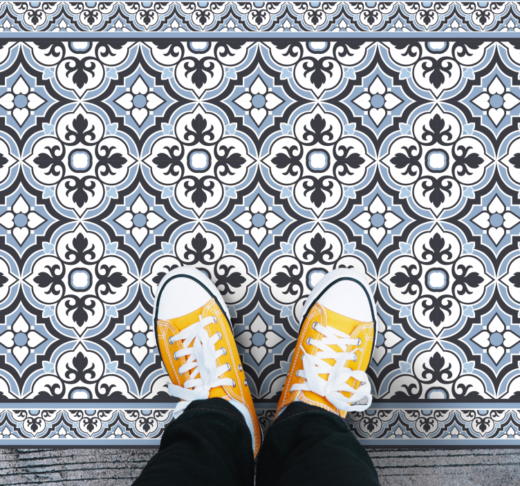 Açık mavi klasik desenli karo halı - TenStickers