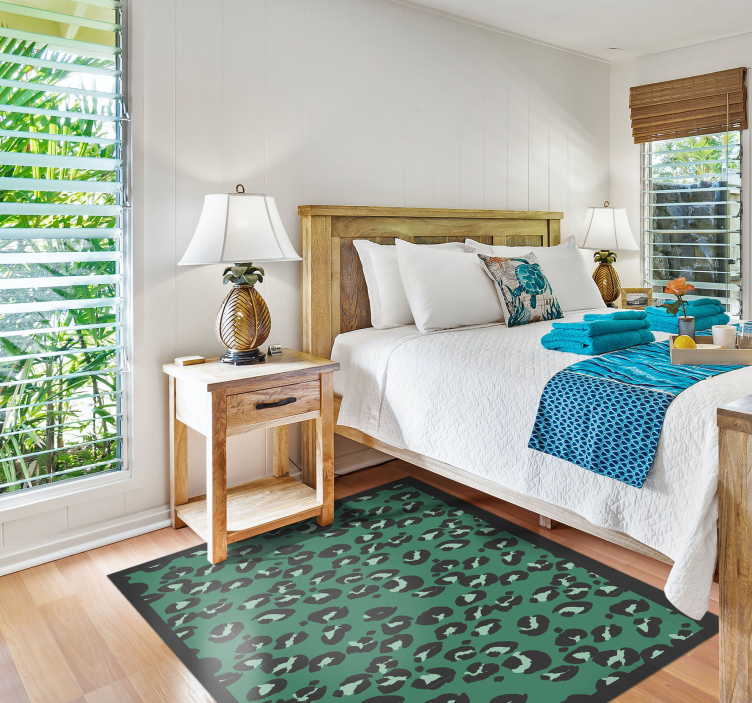 Adaçayı yeşil leopar desenli hayvan desenli vinil halı - TenStickers