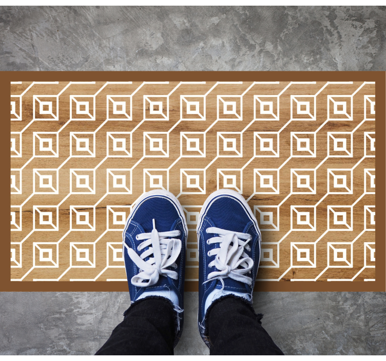 Ahşap doku halı ile beyaz küpler desen - TenStickers