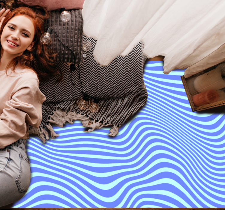 Akan mavi dalgalar geometrik pvc halı - TenStickers