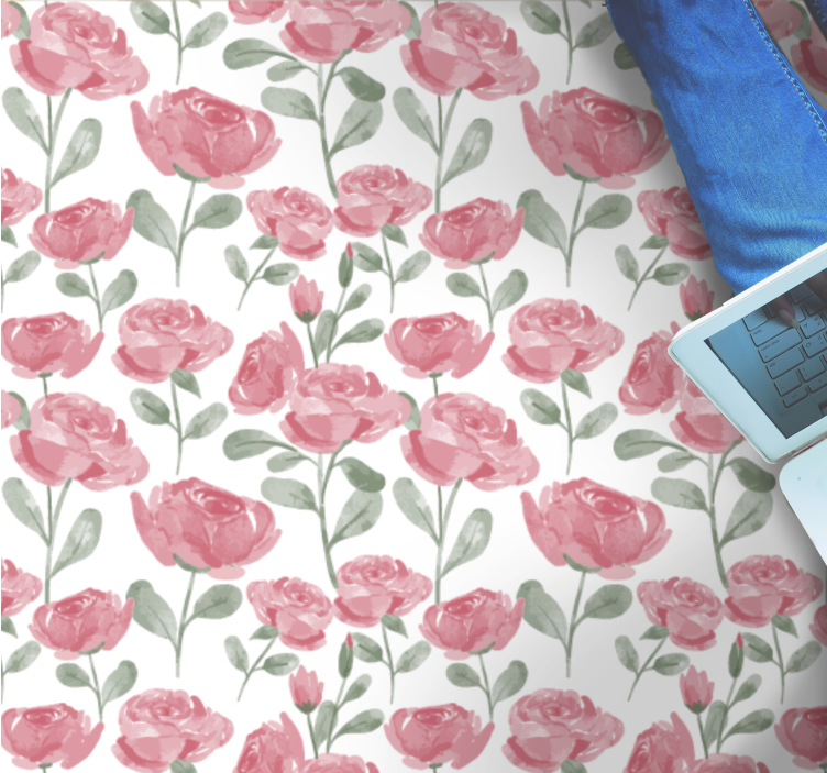 Haşhaş botanik motif çiçekler ve bitkiler pvc halı - TenStickers